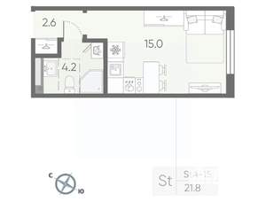 Студия квартира, вторичка, 22м2, 2/4 этаж