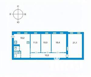 4-к квартира, вторичка, 89м2, 1/3 этаж