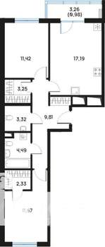 2-к квартира, вторичка, 65м2, 6/9 этаж