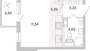 Студия квартира, вторичка, 26м2, 3/5 этаж