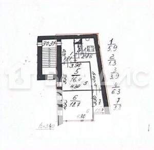 2-к квартира, вторичка, 56м2, 3/3 этаж