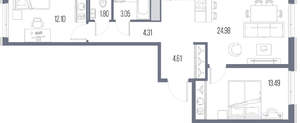 2-к квартира, вторичка, 64м2, 3/10 этаж