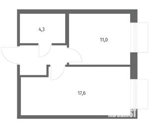 1-к квартира, вторичка, 37м2, 3/12 этаж