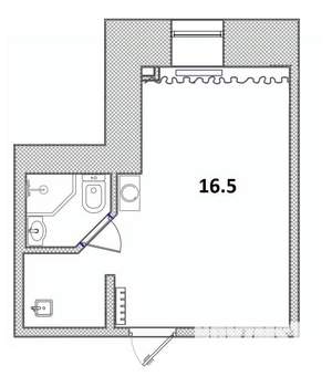 Студия квартира, вторичка, 17м2, -1/5 этаж