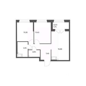 2-к квартира, вторичка, 54м2, 11/24 этаж