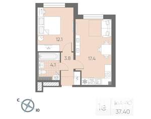 1-к квартира, вторичка, 37м2, 3/4 этаж