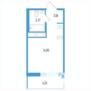 Студия квартира, строящийся дом, 21м2, 6/12 этаж