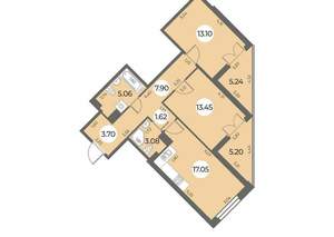 2-к квартира, строящийся дом, 70м2, 7/24 этаж