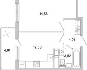 1-к квартира, вторичка, 36м2, 3/5 этаж