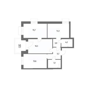 3-к квартира, вторичка, 82м2, 1/6 этаж