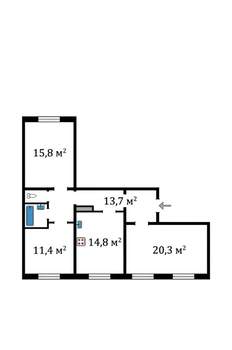 3-к квартира, вторичка, 84м2, 4/16 этаж