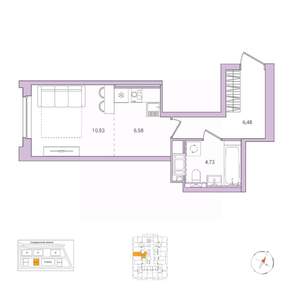 Студия квартира, вторичка, 28м2, 11/25 этаж