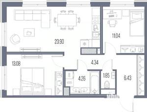 2-к квартира, вторичка, 65м2, 2/10 этаж