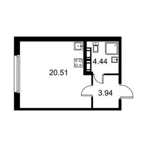 Студия квартира, строящийся дом, 29м2, 4/9 этаж