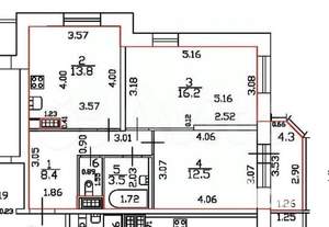 2-к квартира, вторичка, 56м2, 23/25 этаж