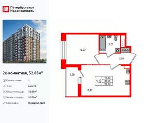 1-к квартира, вторичка, 33м2, 6/12 этаж