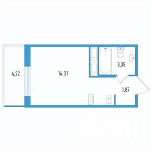 Студия квартира, строящийся дом, 21м2, 12/12 этаж