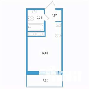 Студия квартира, строящийся дом, 21м2, 6/12 этаж