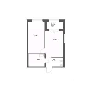 1-к квартира, вторичка, 43м2, 15/24 этаж