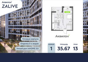 1-к квартира, вторичка, 36м2, 13/13 этаж