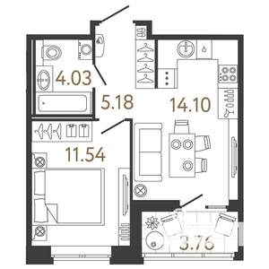 1-к квартира, вторичка, 35м2, 3/17 этаж