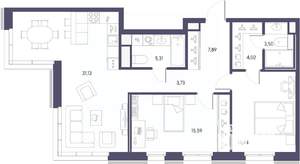 2-к квартира, строящийся дом, 86м2, 7/9 этаж