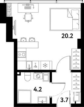 Студия квартира, вторичка, 28м2, 7/10 этаж