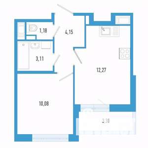 1-к квартира, вторичка, 32м2, 3/12 этаж
