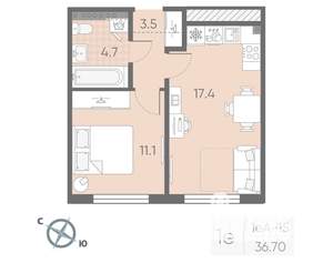 1-к квартира, вторичка, 37м2, 3/4 этаж