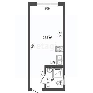 Студия квартира, вторичка, 23м2, 6/20 этаж