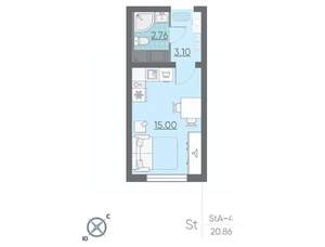 Студия квартира, вторичка, 21м2, 18/21 этаж
