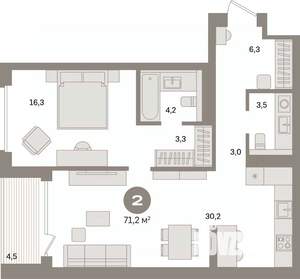 1-к квартира, вторичка, 71м2, 10/17 этаж