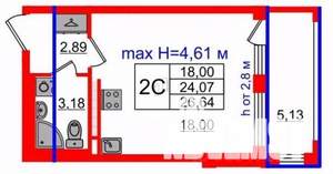 Студия квартира, вторичка, 24м2, 4/4 этаж