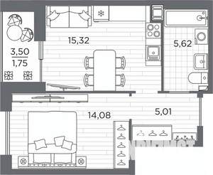 1-к квартира, вторичка, 42м2, 2/25 этаж