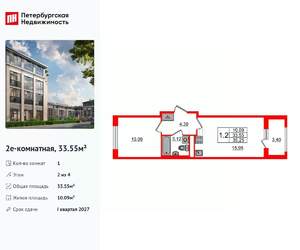 1-к квартира, вторичка, 34м2, 2/4 этаж