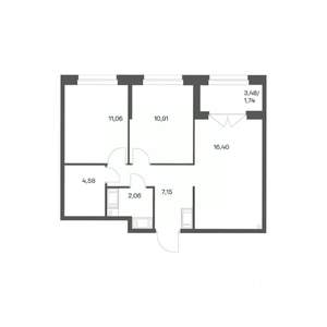 2-к квартира, вторичка, 54м2, 13/24 этаж