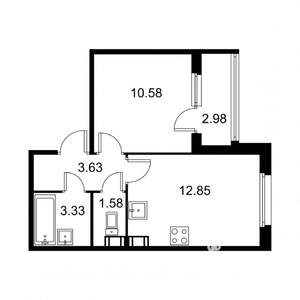 1-к квартира, вторичка, 33м2, 5/9 этаж