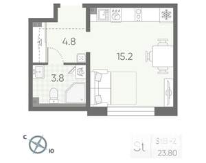 Студия квартира, вторичка, 24м2, 2/4 этаж