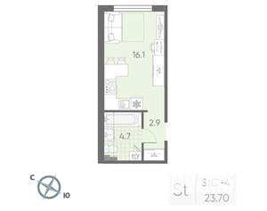 Студия квартира, вторичка, 24м2, 1/4 этаж