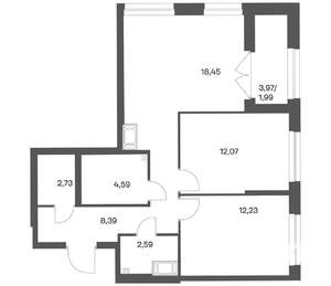 2-к квартира, вторичка, 63м2, 13/24 этаж