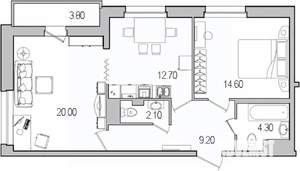 2-к квартира, вторичка, 66м2, 2/25 этаж