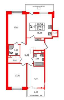 3-к квартира, вторичка, 83м2, 6/12 этаж