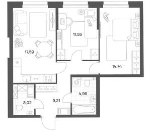 2-к квартира, вторичка, 61м2, 7/24 этаж