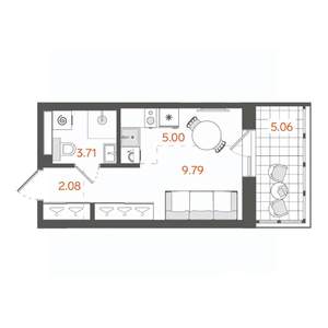 Студия квартира, вторичка, 21м2, 3/11 этаж