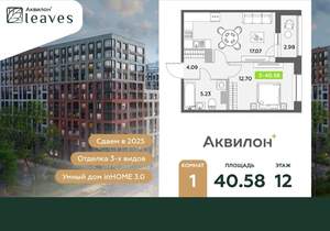 1-к квартира, вторичка, 41м2, 12/12 этаж