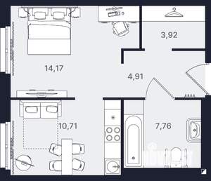 1-к квартира, вторичка, 41м2, 2/24 этаж