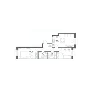 2-к квартира, вторичка, 64м2, 6/8 этаж