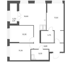 3-к квартира, вторичка, 80м2, 19/24 этаж