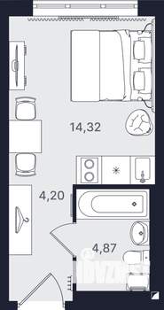 Студия квартира, вторичка, 23м2, 2/24 этаж
