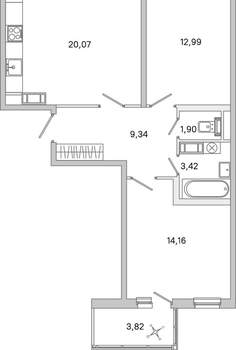 2-к квартира, вторичка, 64м2, 2/5 этаж